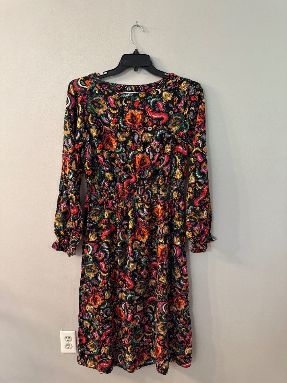 Croft & Barrow Long Sleeve Smock Waist Midi Dress - size 0x